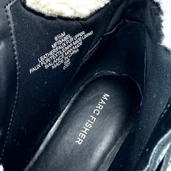 Marc Fisher Isabel Women Lug Sole Bootie Size 9.5M Black Leather Ankle Boot New - Picture 15 of 16